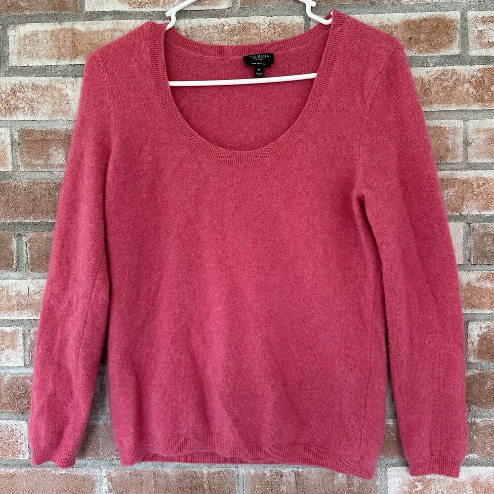 Talbots 100% Cashmere Sweater Barbie Pink Petite Medium Quiet Luxury Elevated